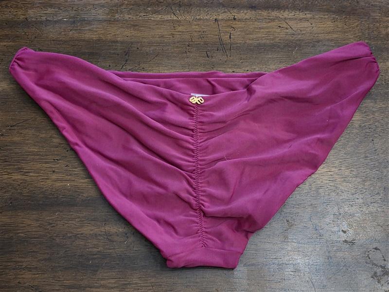 NWT Pilyq Zen L Solid Burgundy Ruched Full Bikini Swim Bottom 125221