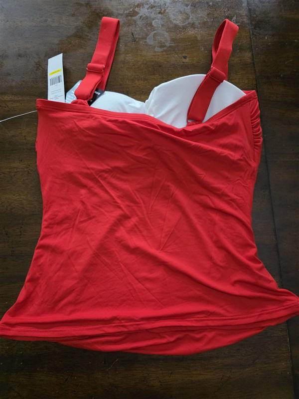 NWOT Carmen Marc Valvo S Boston Proper Square Neck Red Tankini Top 125224