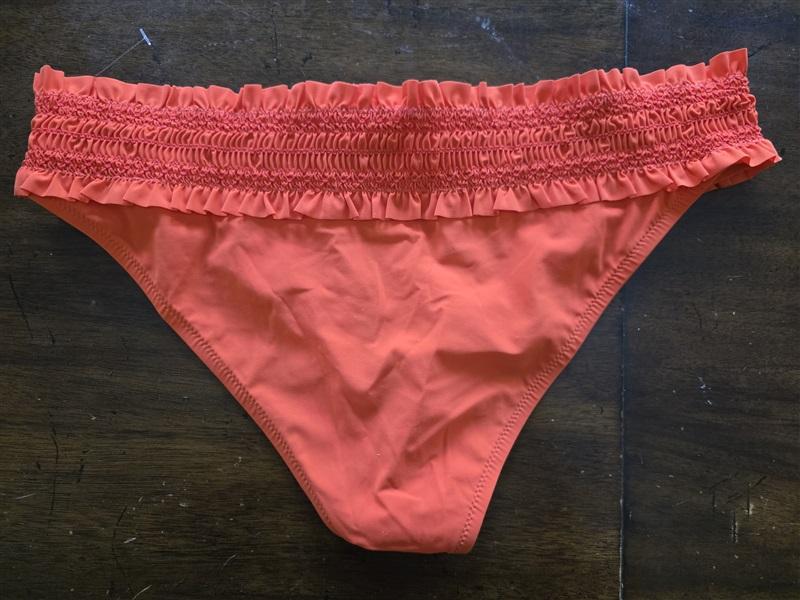 NWT Tory Burch Costa Clementine L Red Smocked Hipster Bikini Swim Bottom 125256