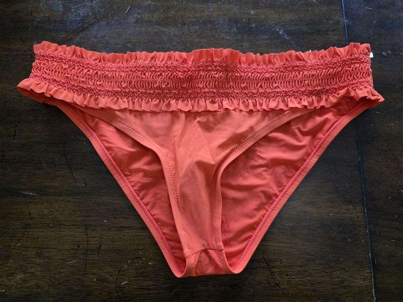 NWT Tory Burch Costa Clementine L Red Smocked Hipster Bikini Swim Bottom 125256