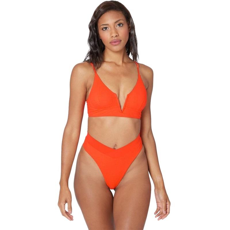 NWOT L*Space XS BITSY Court Bottom Bikini Swim Orange 125260