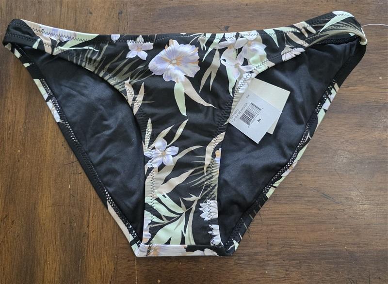 NWT Volcom M For Shore Hipster Black White Flower Bikini Bottom 125265