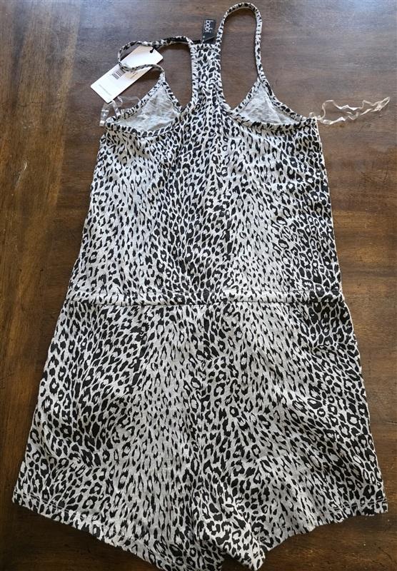 NWT Bobi S Romper Playsuit Gray Black Animal Print 125268