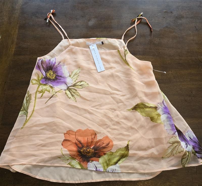 NWT Three Eighty Two XS Poppy Floral Layered Chiffon Tank Top 125269