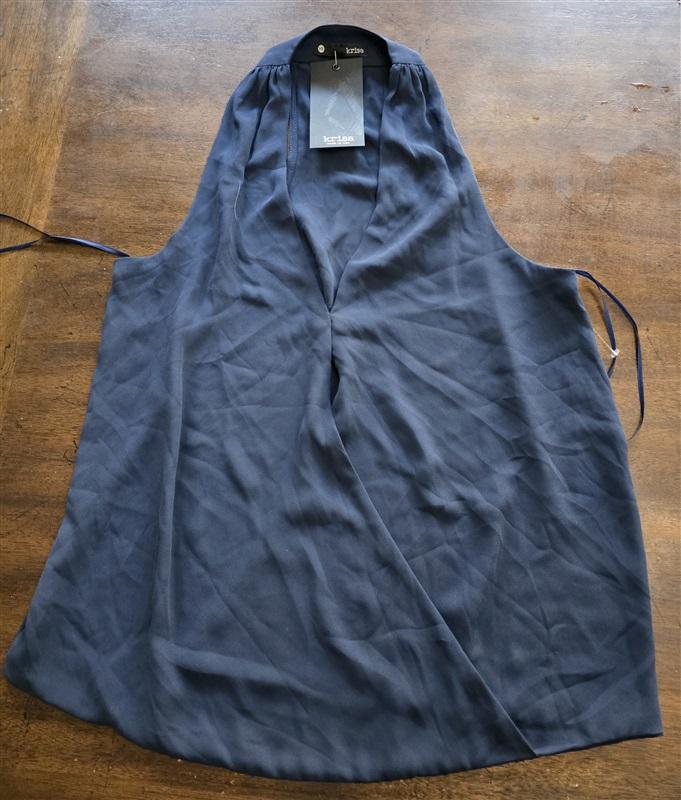 NWT Krisa XS V Neck Surplice Navy Blue Collared Tank Top 125273