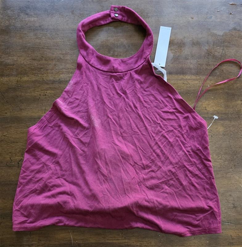 NWT Three Eighty Two OS Open Back Halter Top Burgundy 125275