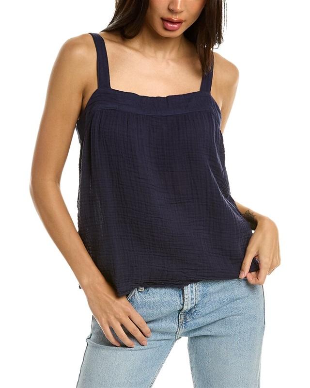 NWOT Michael Stars XS Tamera Crinkle Gauze Tank Top Black 125281