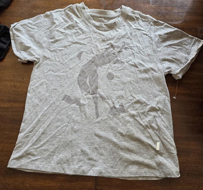 NWOT Calme S Yoga Crew Neck T Shirt Gray 125287