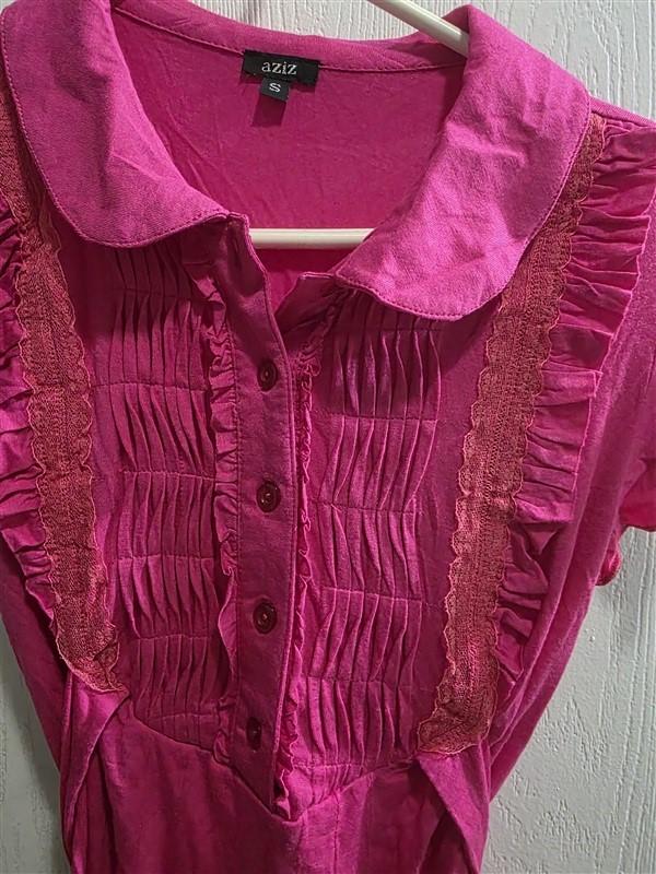 NWOT Anthropologie Aziz S Pleat Front Coquette Collar Tie Back Tunic 125296
