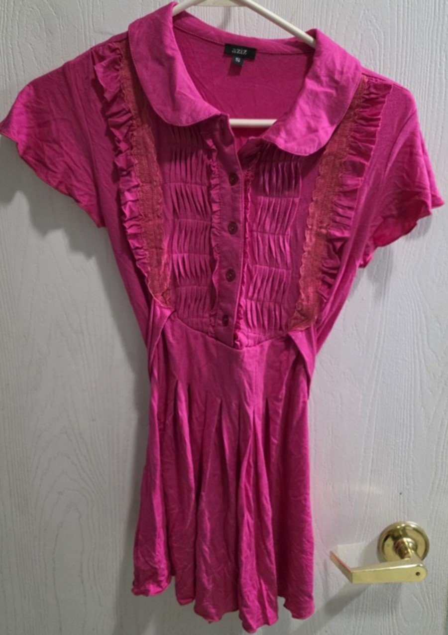 NWOT Anthropologie Aziz S Pleat Front Coquette Collar Tie Back Tunic 125296