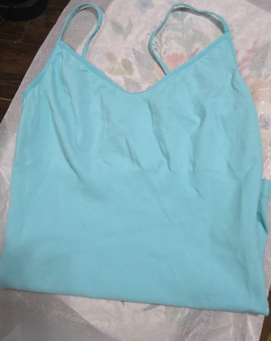 NWOT Last Tango s/m Seamless Loose Camisole Tank Top Spaghetti Strap Aqua 125302