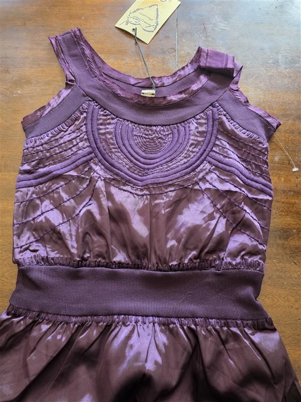 NWT Love Stitch S Quilted Mix Media Baby Doll Mini Dress Tunic Purple 125303