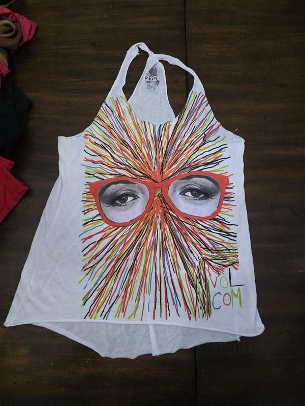 NWT Volcom S Twisted Eyes in Glasses Tankini White 125305