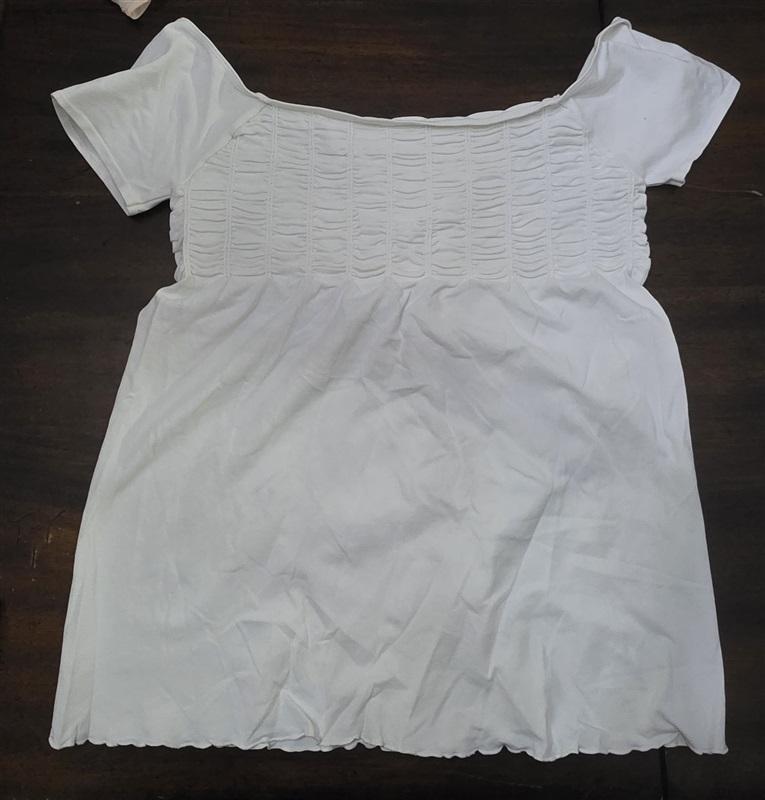 NWOT Last Tango S/M Ruched Baby Doll White SS Top 125311