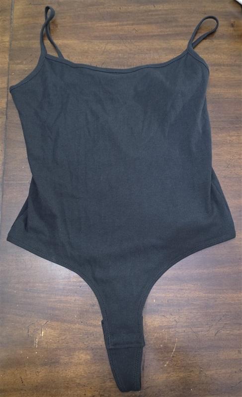 NWT Madewell M Ribbed Knit Thong Bodysuit Black 125315