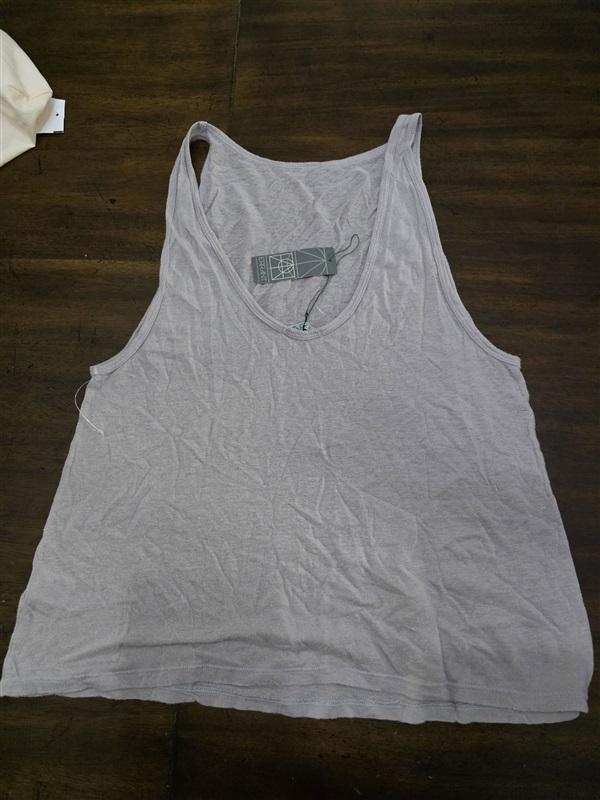 NWT Errant S Tank Top Deep V Back Taupe Linen Blend 125320