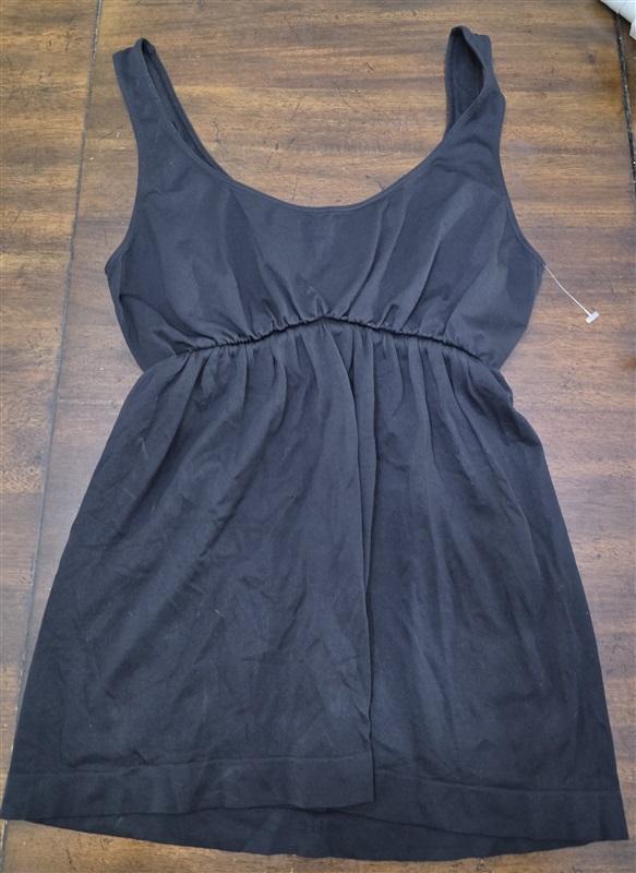 NWOT Last Tango M/L Ruched Baby Doll Tank Top Black 125323