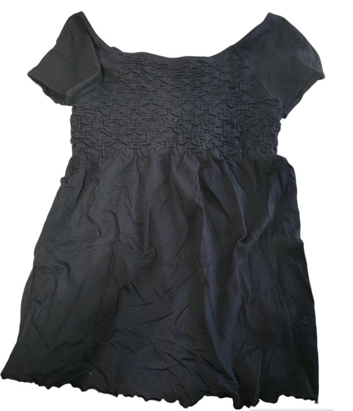NWOT Last Tango S/M Ruched Baby Doll Navy Blue SS Top 125324