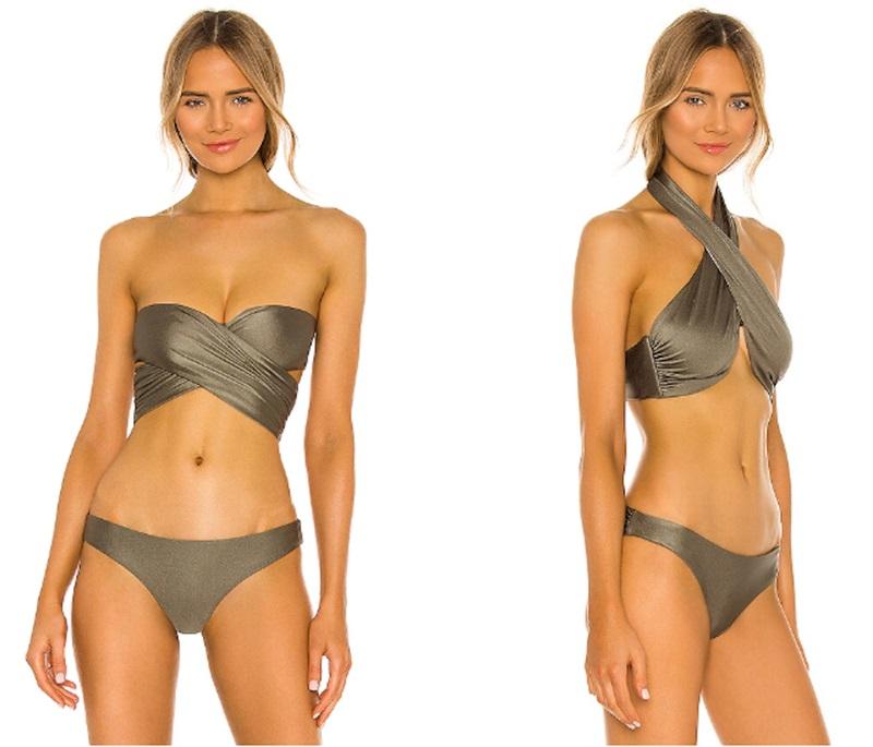 NWT PIlyq S Jungle Talie Halter Tie Back Bikini Swim Top 125334