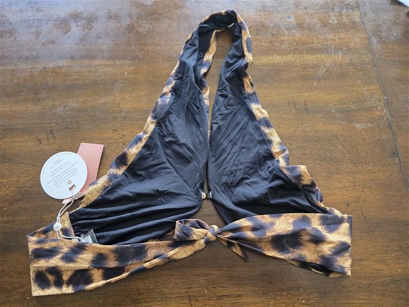 NWT PIlyq S Jungle Talie Halter Tie Back Bikini Swim Top 125334