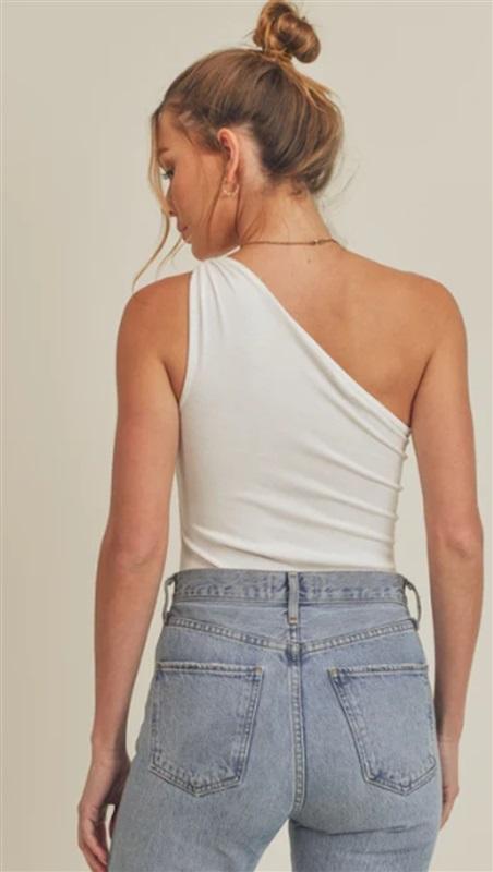 NWOT LUSH XS Bodysuit 1 Shoulder Knot Gray Thong 125340