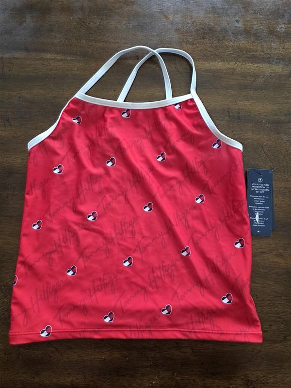 NWT Tommy Hilfiger XL Heart Tankini Swim Top Red 125352