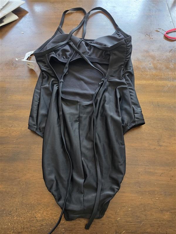 NWT Xersion LG Adjustable String Back Black 1PC Swimsuit 125358