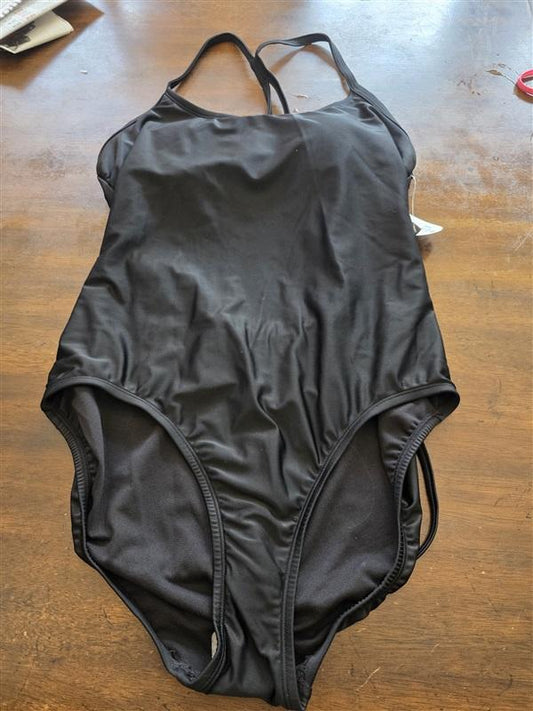 NWT Xersion LG Adjustable String Back Black 1PC Swimsuit 125358