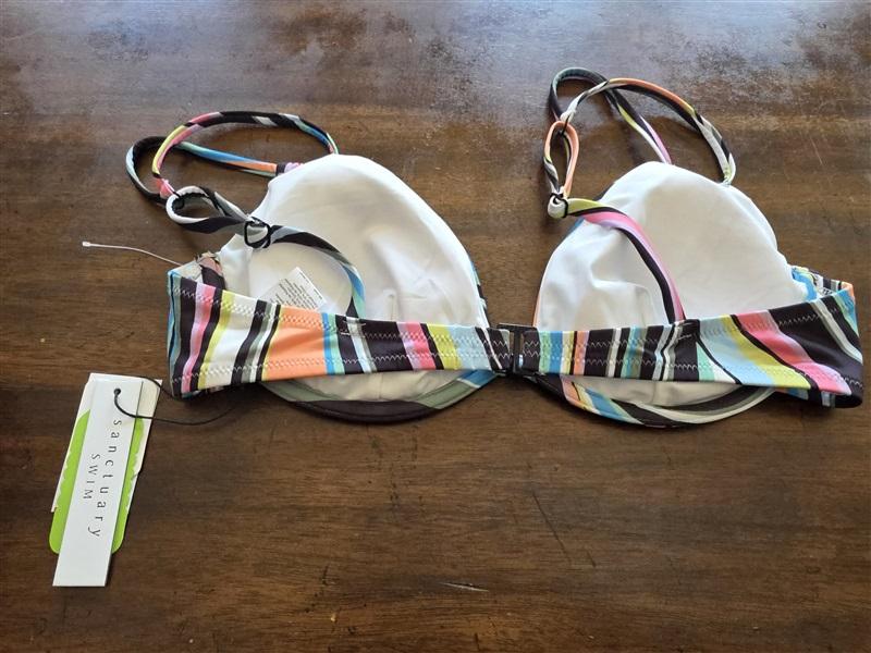 NWT Sanctuary Swim Large Ots Underwire Bikini Top Multi Color Stripe 125363