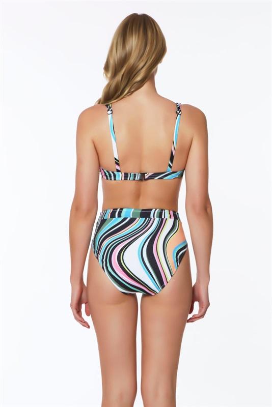 NWT Sanctuary Swim Large Ots Underwire Bikini Top Multi Color Stripe 125363