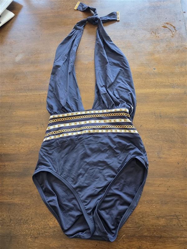 NWOT MICHAEL KORS 8 High Neck Cross Front 1PC Swimsuit 125365
