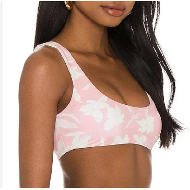 NWOT L*Space S Lizzie Pink Floral PAB Bikini Top 125371