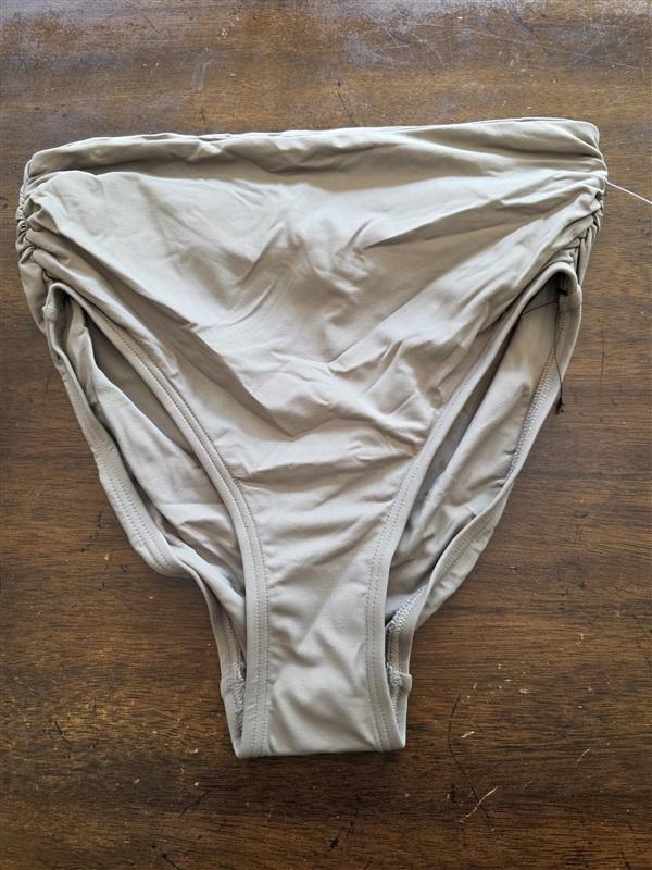 NWT Carmen Marc Valvo XS Hi Waist Bikini Swim Bottom Taupe 125372