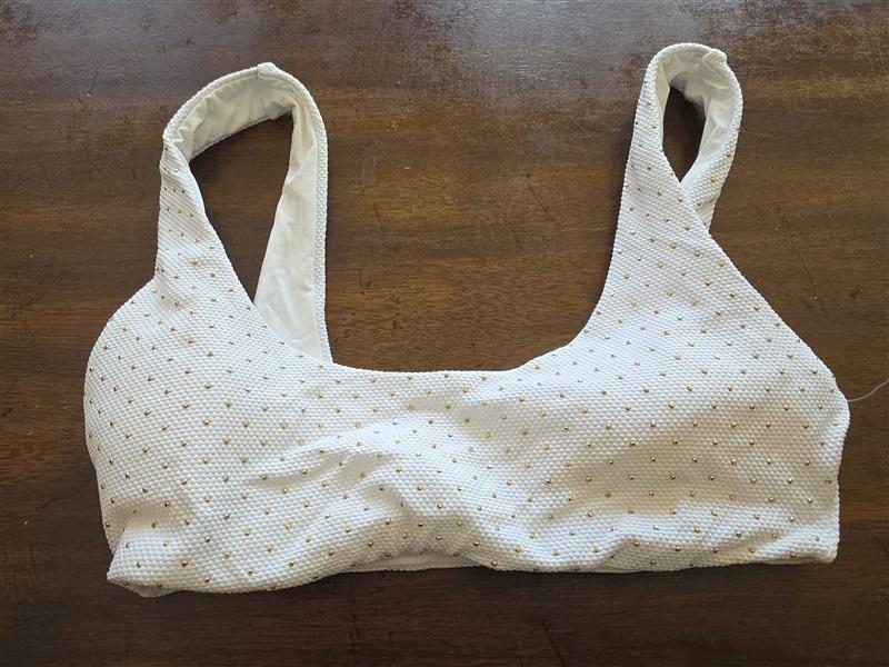 NWOT L*Space XS Lizzie White Gold Dots Bikini Top 125374