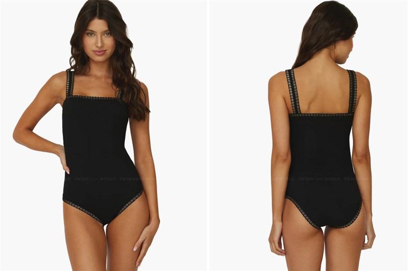 NWT Pilyq Platinum M Crochet Square Neck 1PC Pink SwimSuit 125375