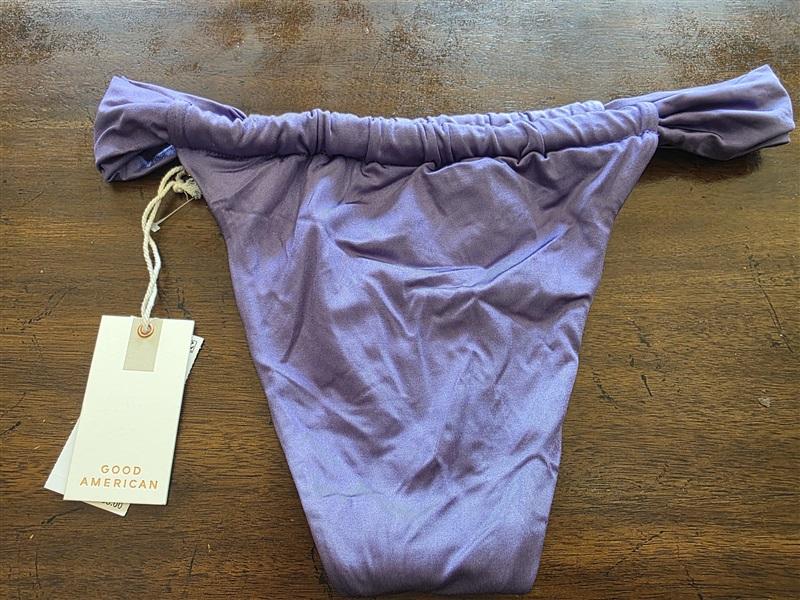 NWT Good American sz L Shine Ruched Bikini Bottom Purple 125376