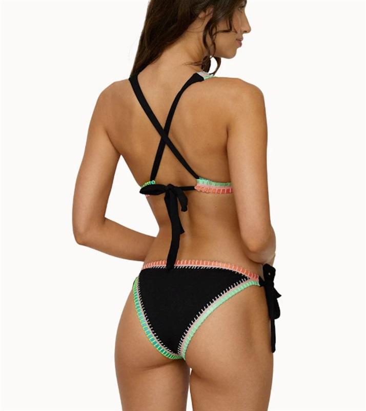 NWT Pilyq Platinum Crochet Trim M Side-Tie Bikini Swim Bottoms Pink 125393