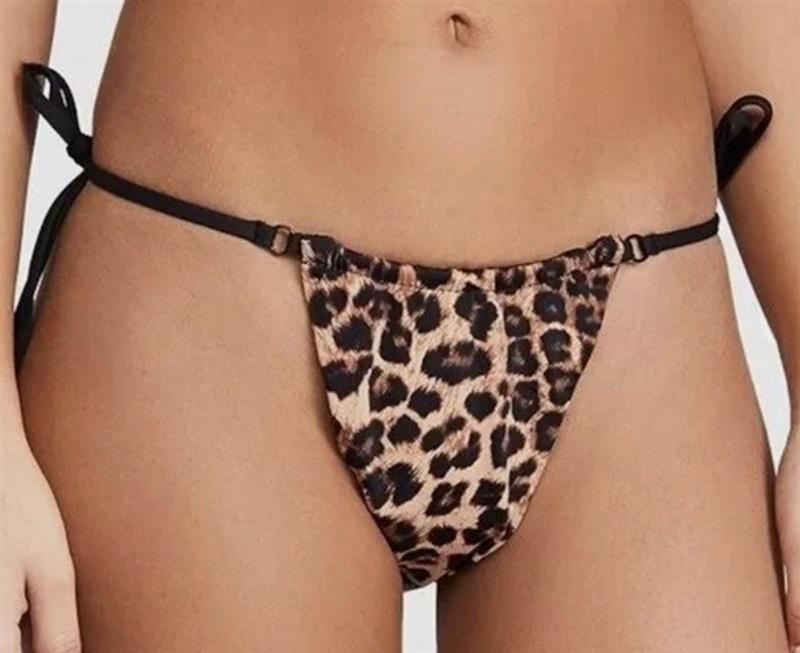 NWT Good American M Hi-Hi Tanga Reversible Leopard Bikini Bottom 125401