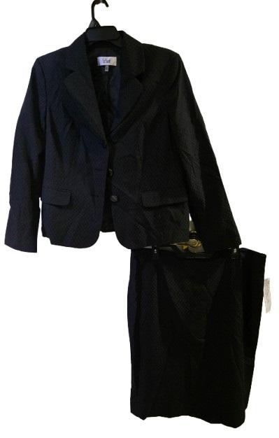 NWT Le Suit 16 Black 3 Button Jacket & Skirt 125402