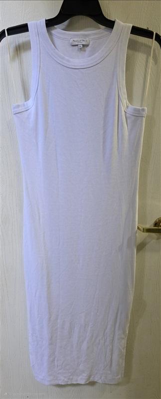 NWOT Michael Stars L Wren Ribbed Round Neck Sleeveless Tank Dress White 125403