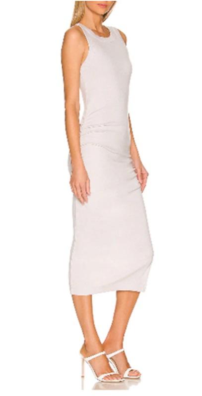 NWOT Michael Stars L Wren Ribbed Round Neck Sleeveless Tank Dress White 125403