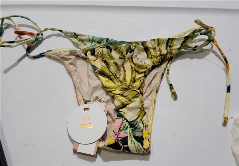NWT Pilyq M Oasis OSS Embroidered Beaded Tie Teeny Bikini Swim Bottom 125410
