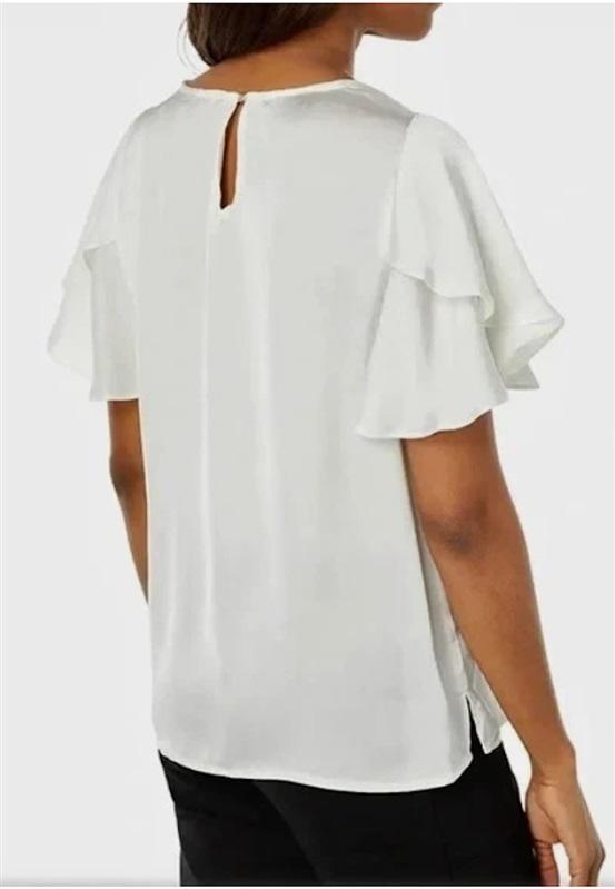 NWT VInce Camuto S Studded Tulip Sleeve Ivory Short Sleeve Top 125419