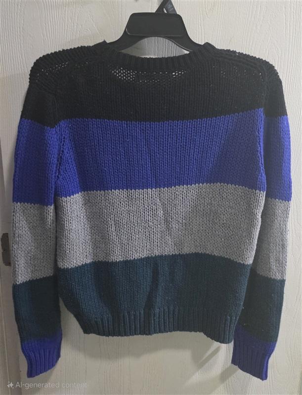 NWT One Gray Day M Cotton Merino Wool Colorblock Sweater 125422
