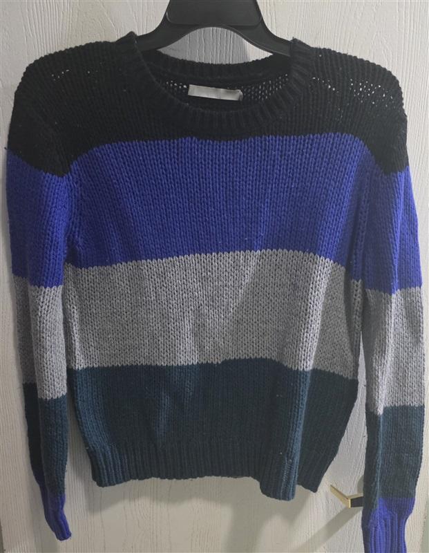 NWT One Gray Day M Cotton Merino Wool Colorblock Sweater 125422