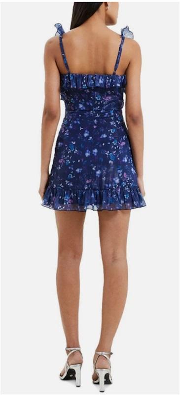 NWT French Connection 2 Cascade Ruffle Metallic Mini Dress Short Party 125423