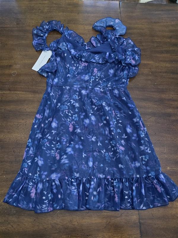 NWT French Connection 2 Cascade Ruffle Metallic Mini Dress Short Party 125423