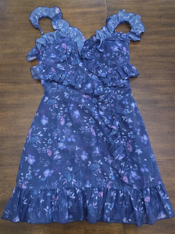 NWT French Connection 2 Cascade Ruffle Metallic Mini Dress Short Party 125423