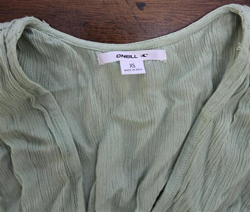 NWT O'Neill XS Ashlee Solid V Neck Crinkle Gauze Green Tank Top 125426