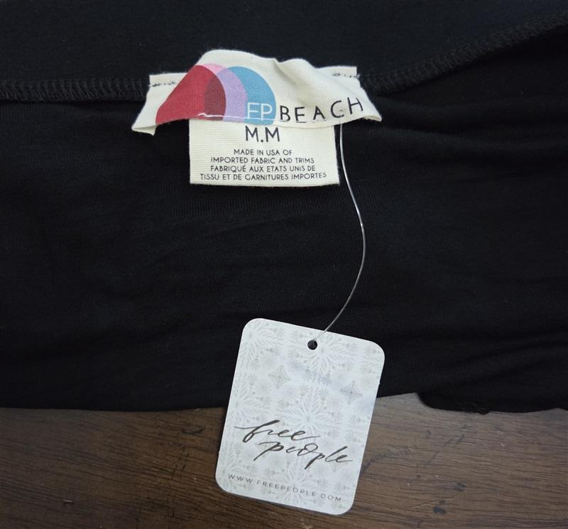 NWT Free People FP Beach M Black Tube Top Strapless Boho Casual Summer 125427